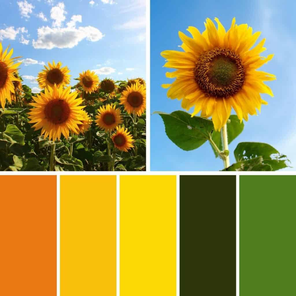 Happy Sunflowers Gold and Green - Summer Color Palette