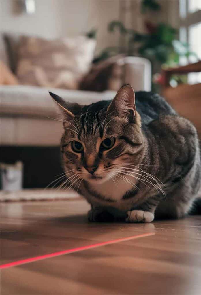 Cat Playing With Laser Pointer - 7 Ways To Make Your Indoor Cat Super Happy And Entertained!