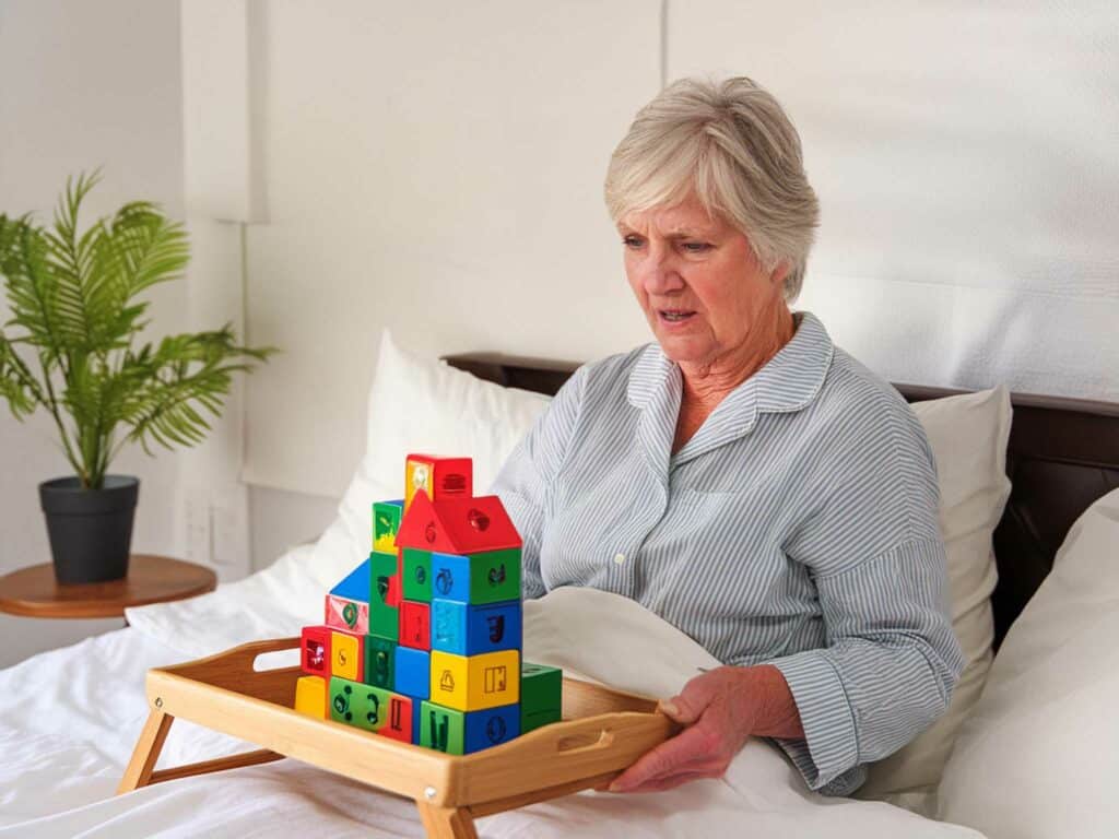 25 Activities When Your Loved One Is Stuck In Bed - Sorting or stacking blocks