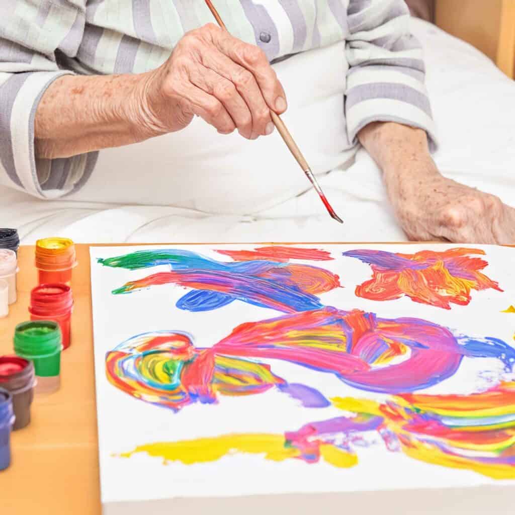 25 Activities When Your Loved One Is Stuck In Bed - Painting, colored pencils or drawing with large crayons  