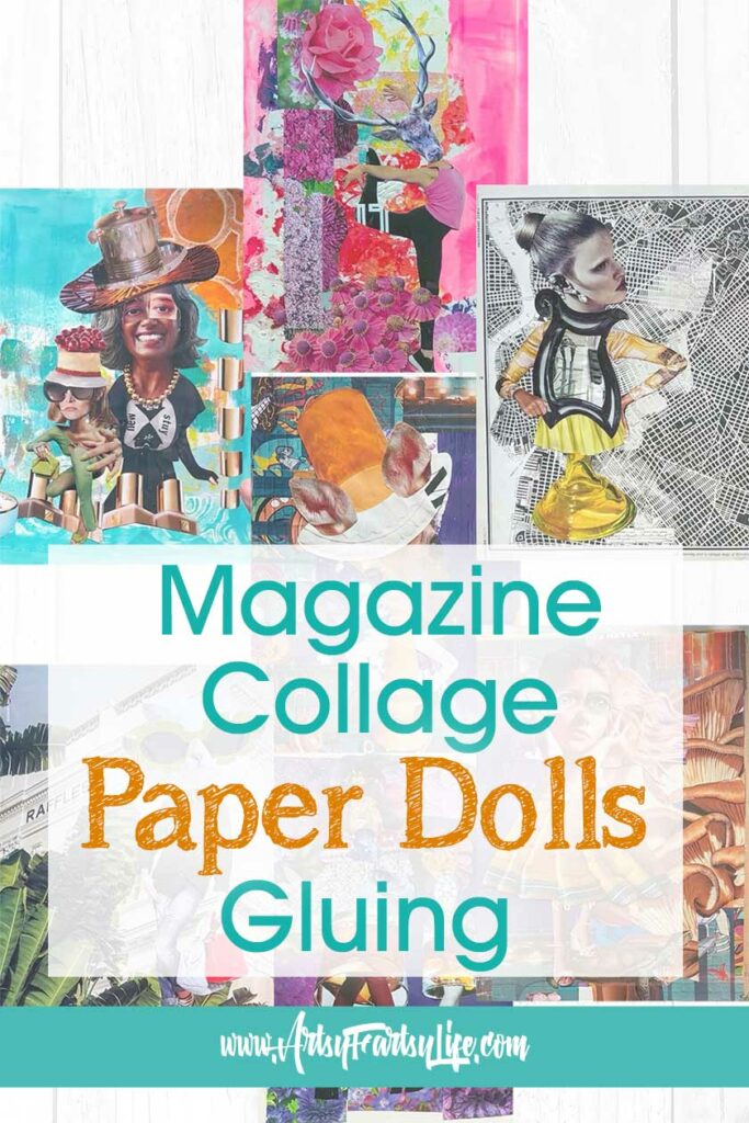 Gluing Down Magazine Collage Paper Doll Images