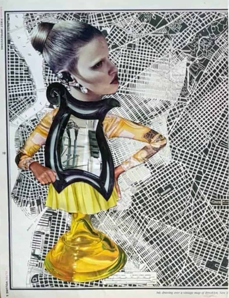 Yellow Lady - Mixed Media Magazine Collage