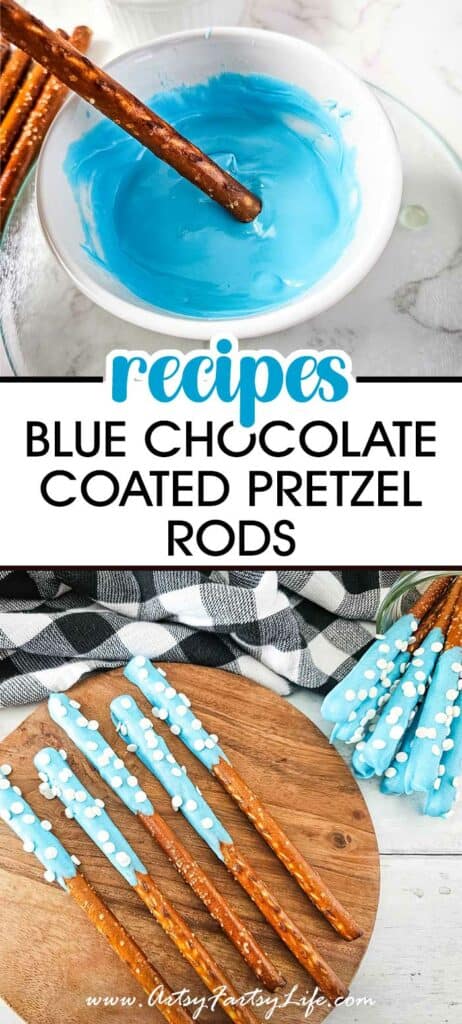 Blue Chocolate Candy Dipped Pretzel Rods Recipe