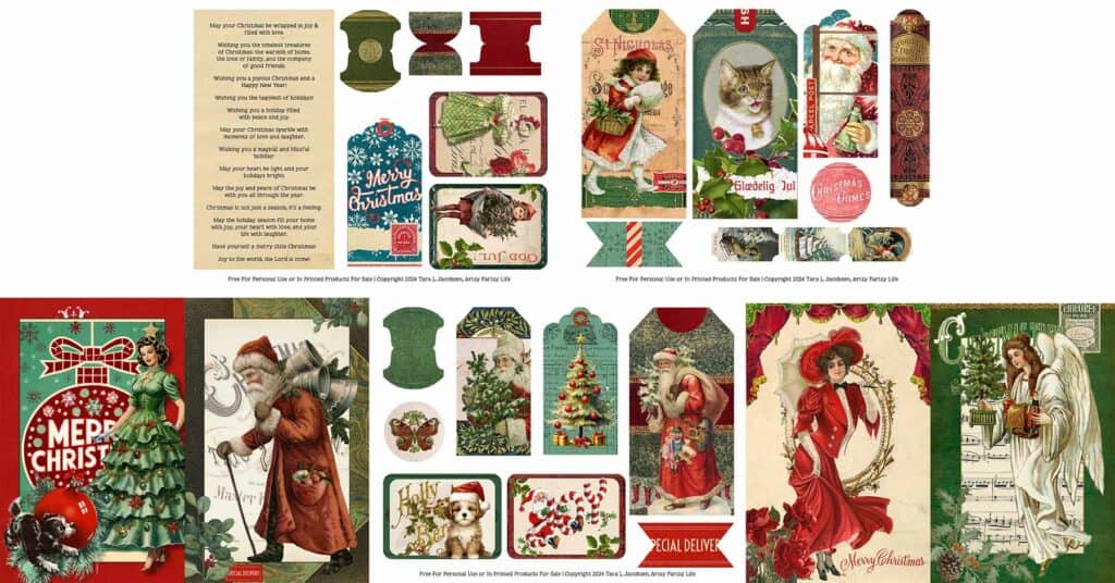 Free Christmas Vintage Junk Journal Kit Printables
