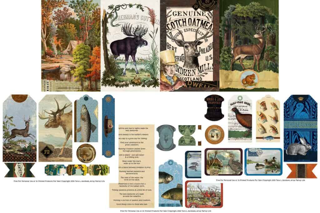 Hunting, Camping & Fishing Junk Journal Kit - Free Printable
