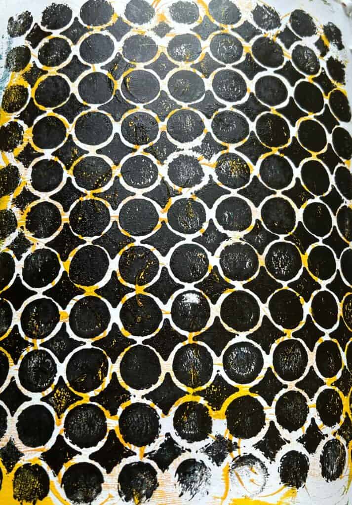 Black and Yellow Gel Plate Mixed Media Background