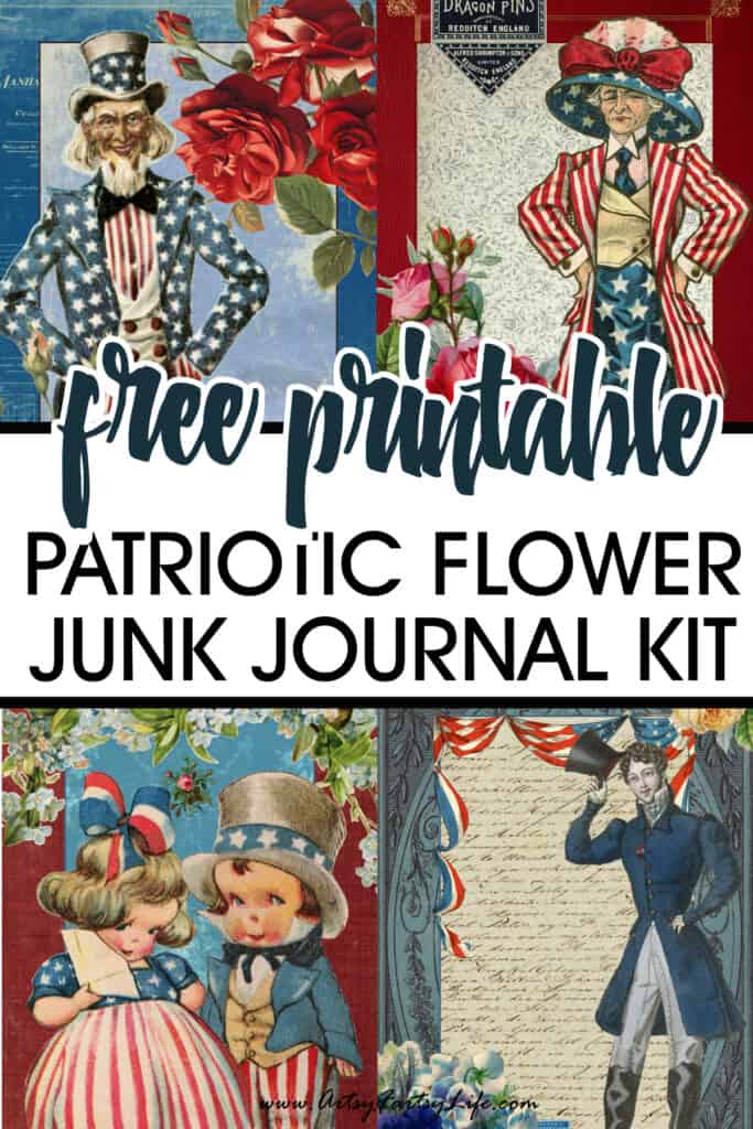 Free Printable Patriotic Flowers Junk Journal Kit Bundle