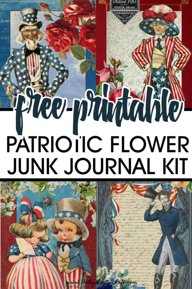Free Printable Patriotic Flowers Junk Journal Kit Bundle · Artsy Fartsy ...