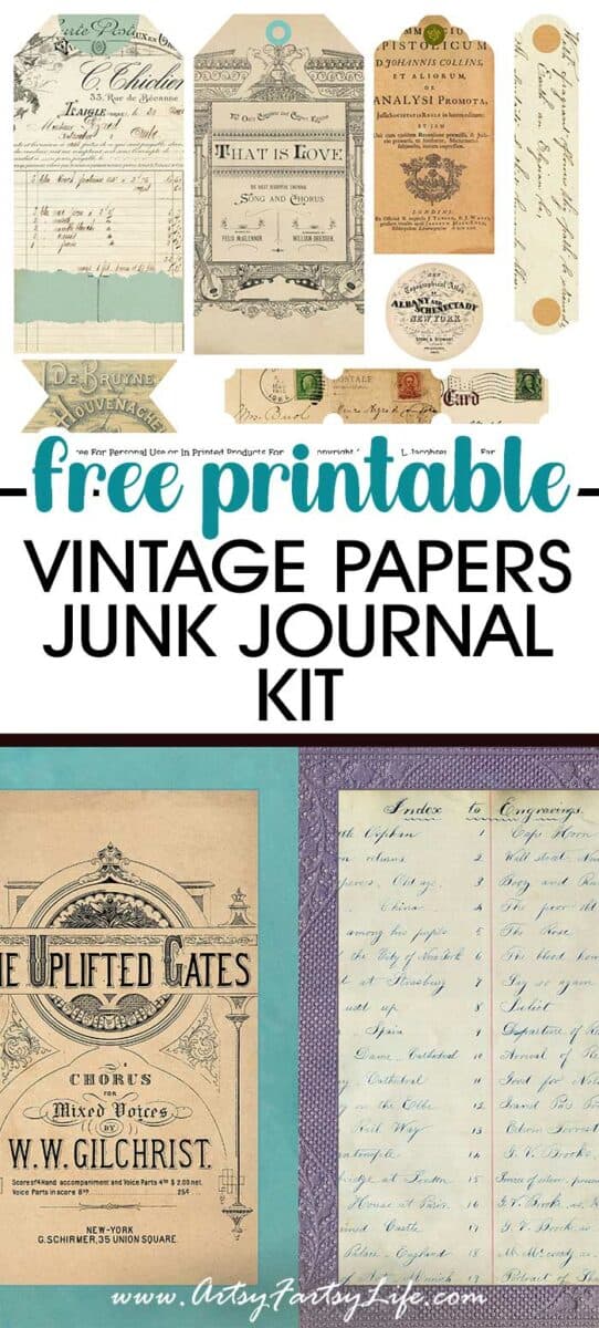 Vintage Papers Junk Journal Kit – Free Printable – Artsy Fartsy Life