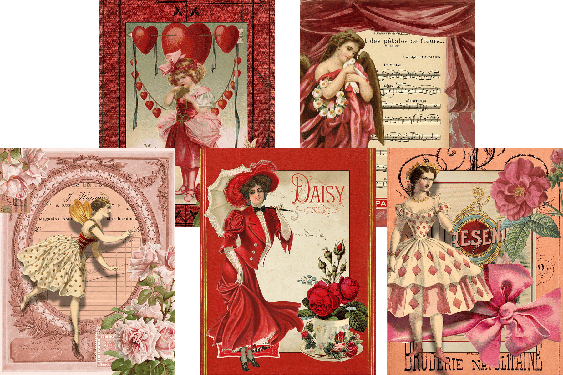Free Printable Red and Pink Feminine Junk Journal Pages · Artsy Fartsy Life