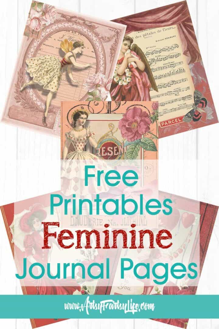 Free Printable Red and Pink Feminine Junk Journal Pages · Artsy Fartsy Life
