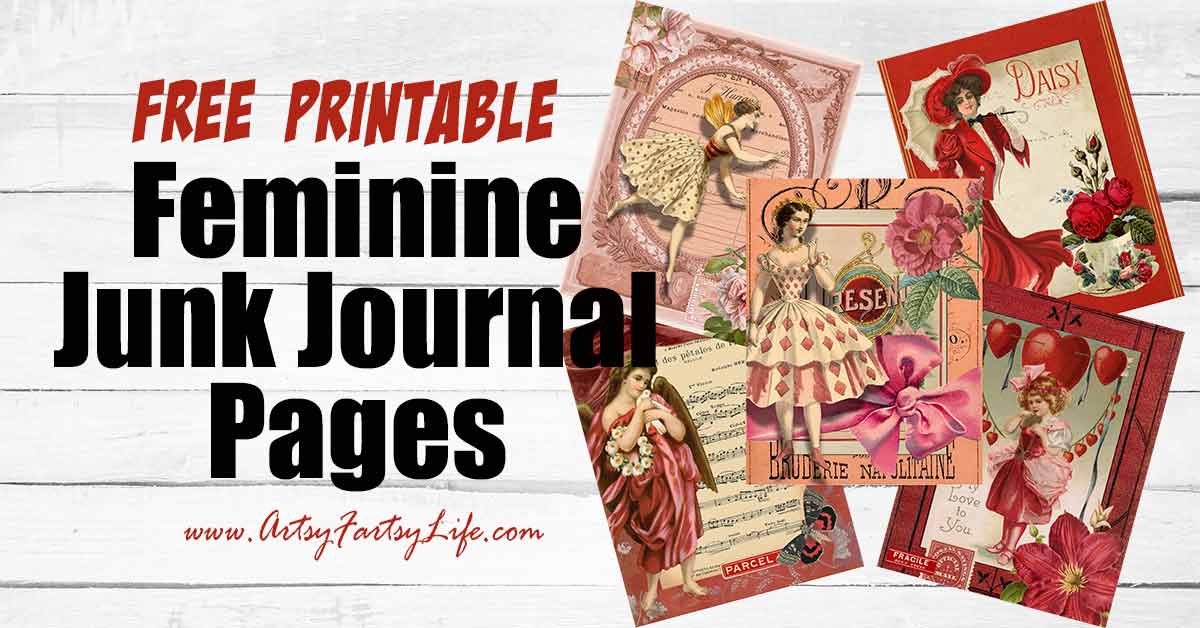 Free Printable Red and Pink Feminine Junk Journal Pages