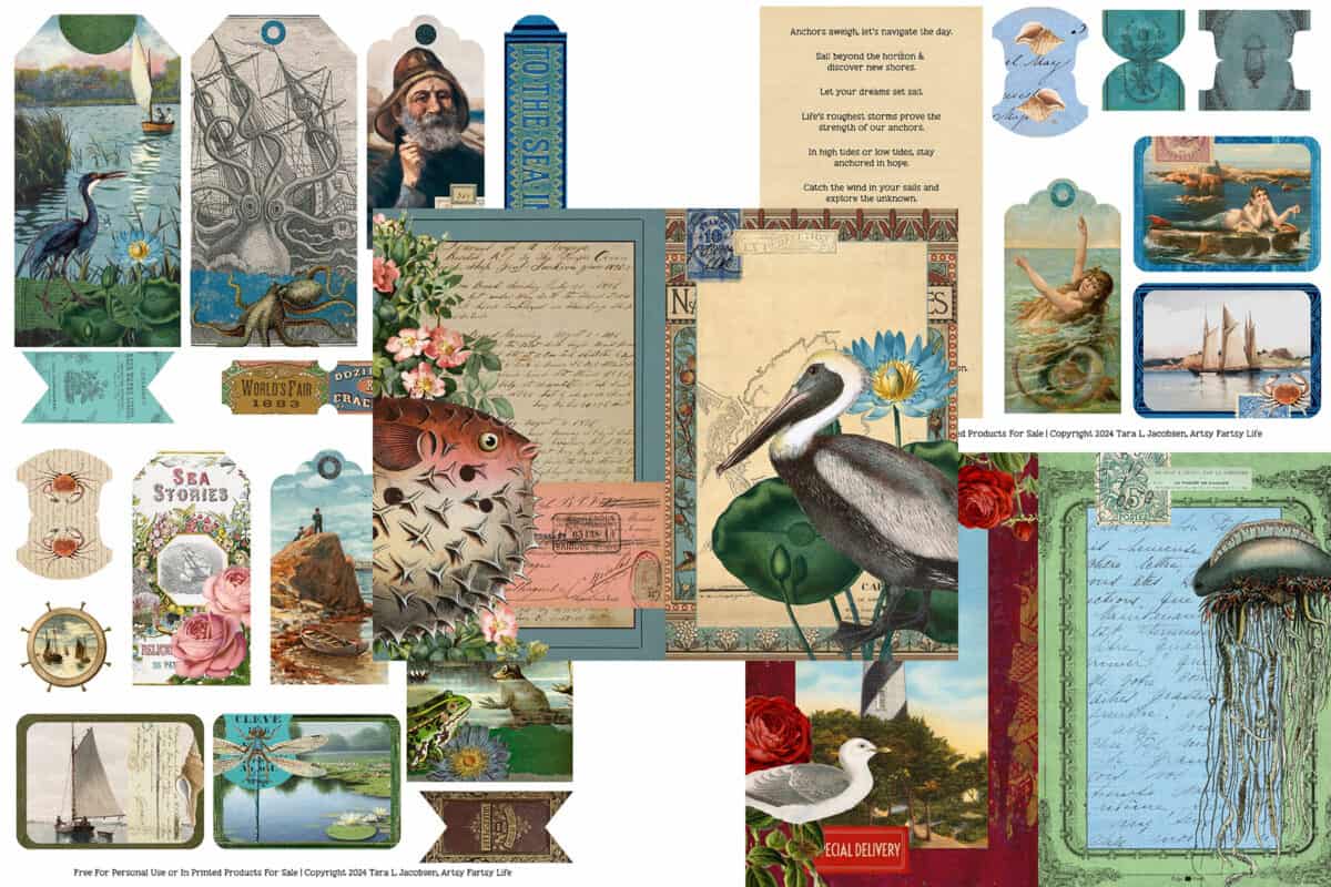 Free Printable Nautical Junk Journal Kit · Artsy Fartsy Life
