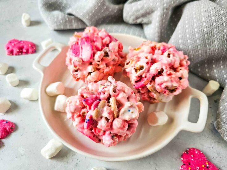 Pink Animal Cracker Popcorn Balls With Marshmallows