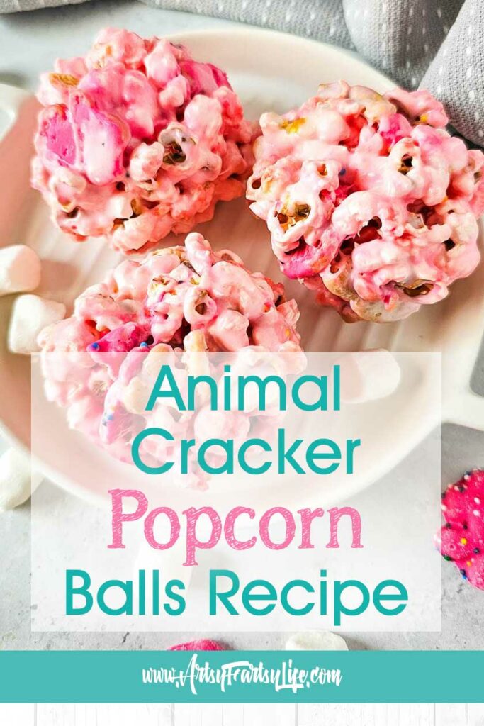 Pink Animal Cracker Popcorn Balls With Marshmallows
