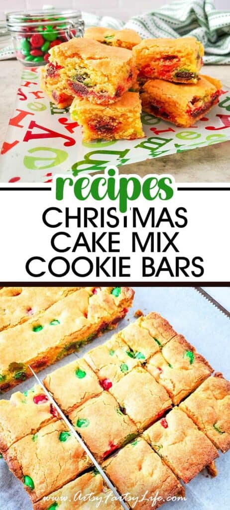 Super Simple Christmas Cake Mix Cookie Bars
