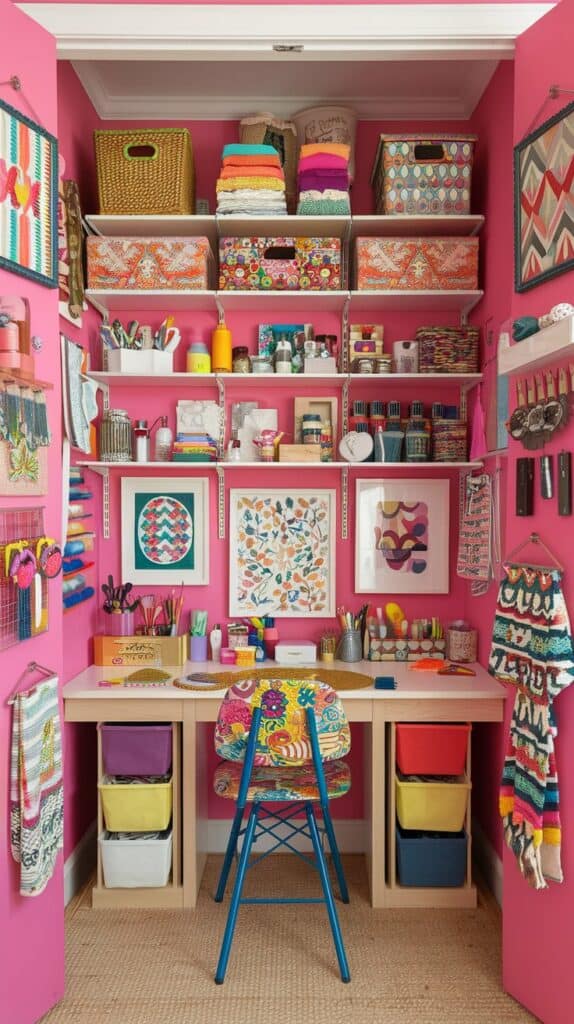 Colorful Boho Aesthetic Small Craft Room