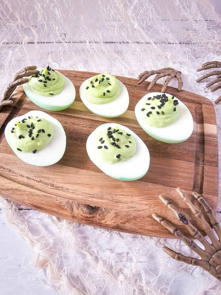 Spooky Green Deviled Eggs - A Halloween Treat
