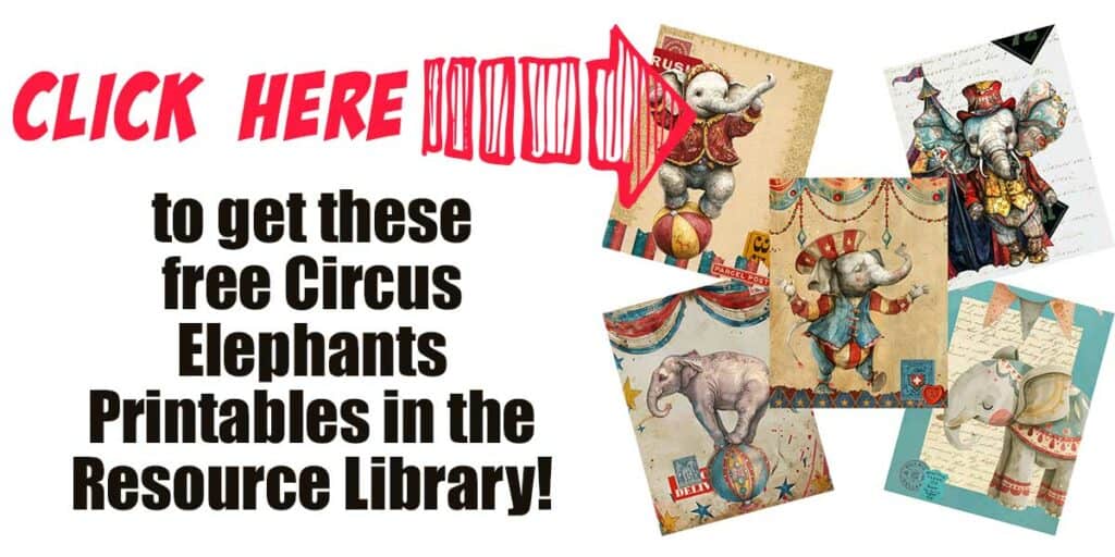 Vintage Circus Elephants Junk Journal Pages
