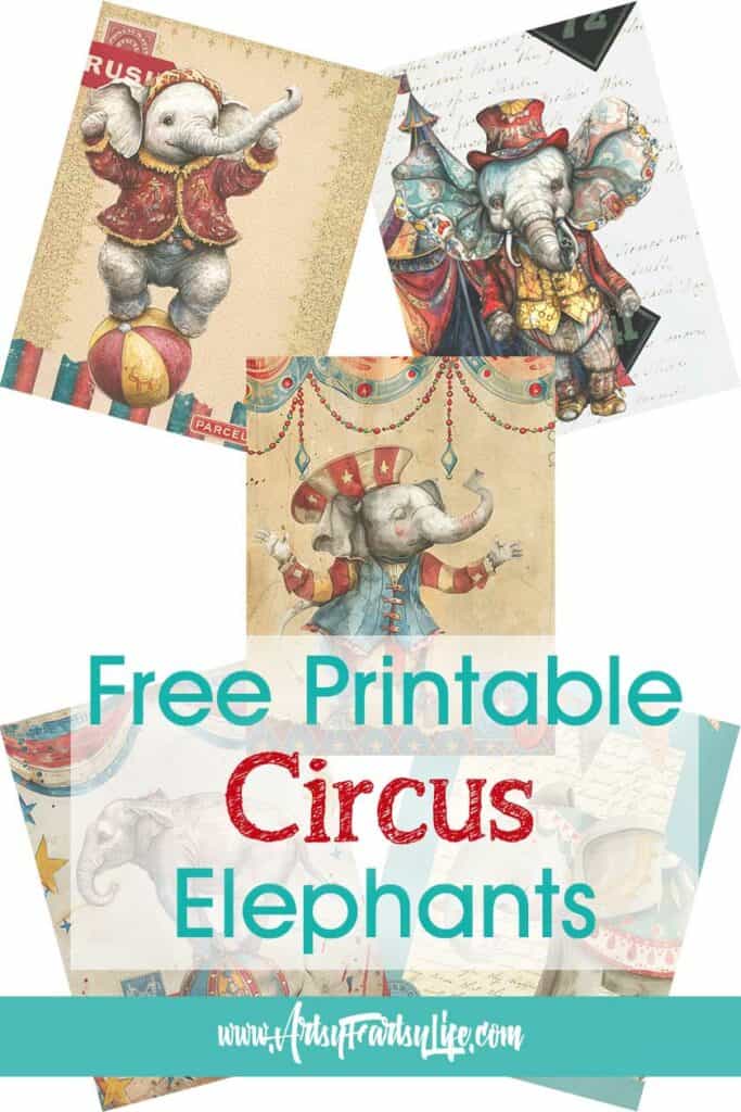 Vintage Circus Elephants Junk Journal Pages
