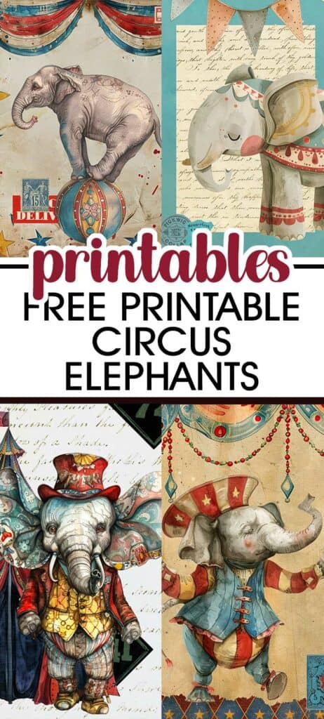 Vintage Circus Elephants Junk Journal Pages