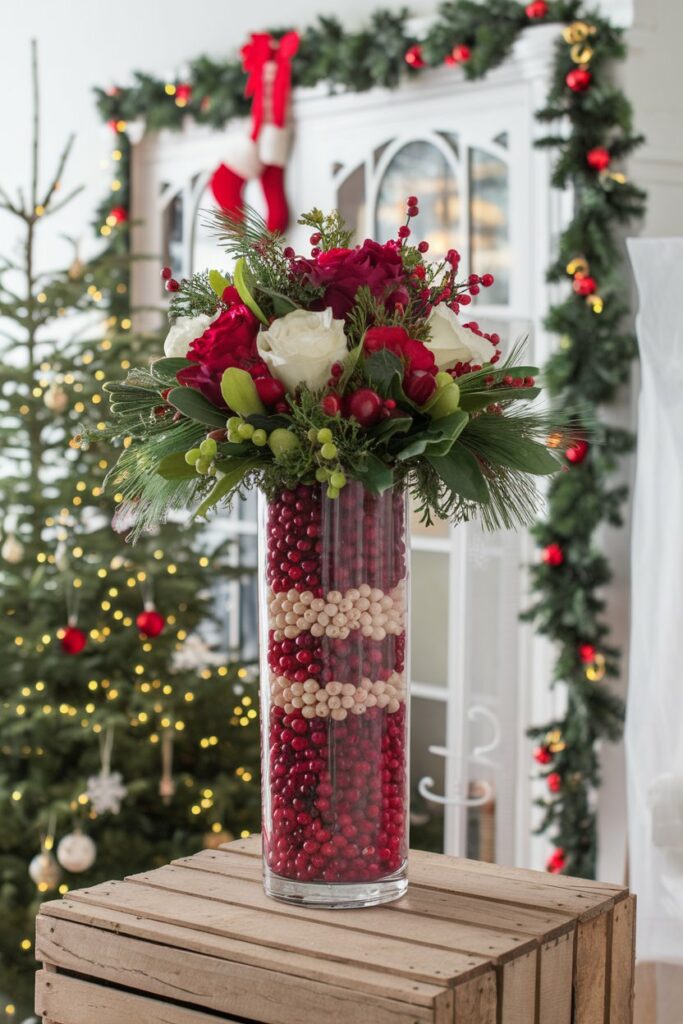 Cranberry and Snowberry Delight: A Festive Holiday Showpiece