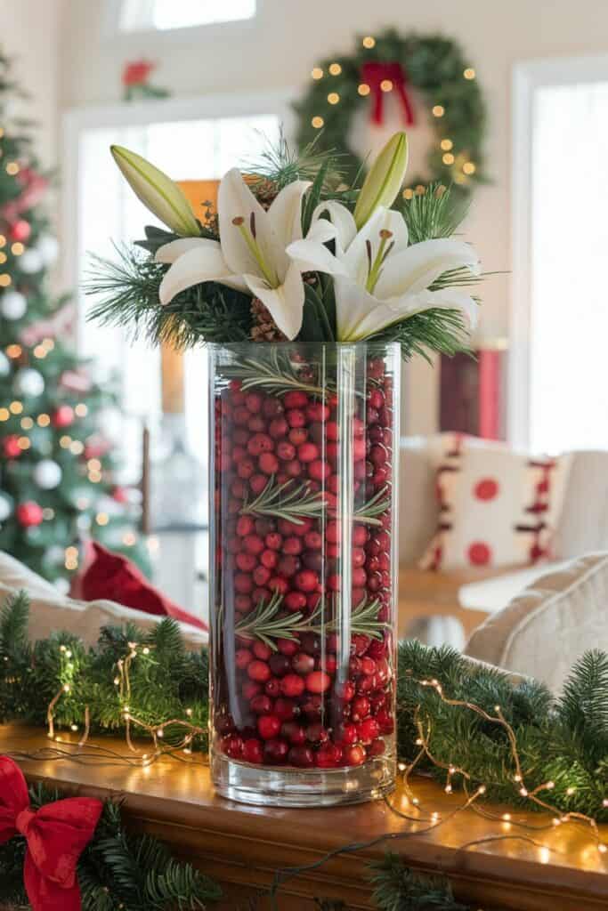 Evergreen Wonderland with Pine Needles and Seasonal Berries For Christmas