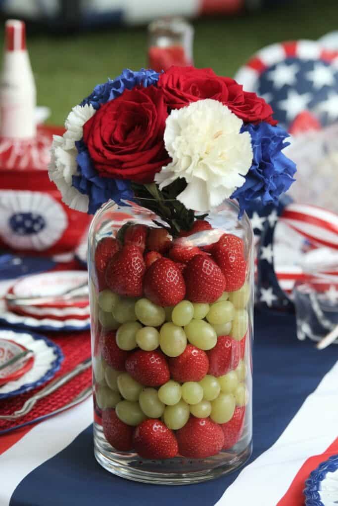 Patriotic Perfection: Strawberries, Grapes, and Red, White, & Blue Florals For 4th of July