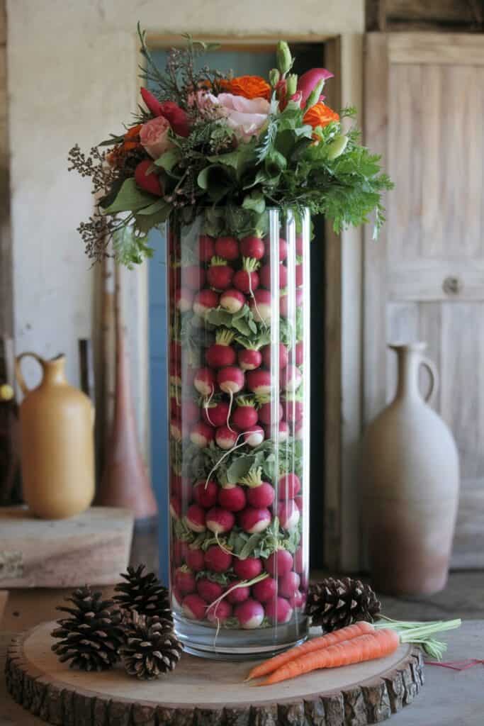 Rustic Radish Chic: Root Vegetables and Wild Florals For Winter Decorating