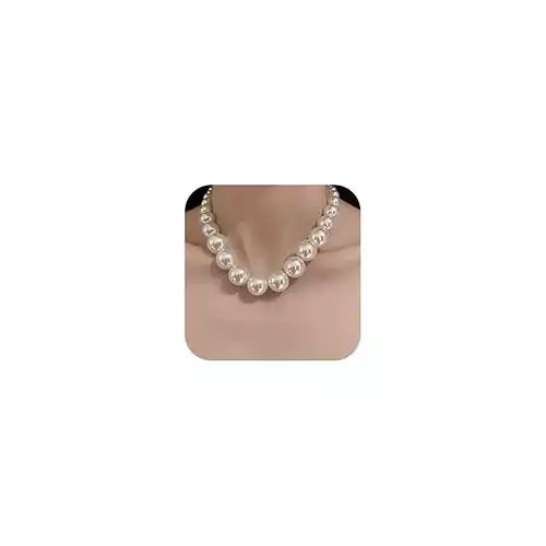 Large Vintage Pearl Shiny Choker Necklace