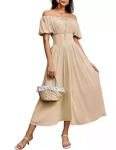 Corset Dress for Women Puff Sleeve Off Shoulder