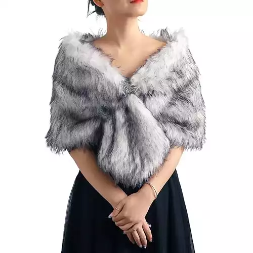 Fur Shawls and Wraps Black and White