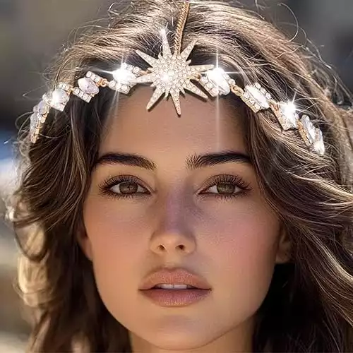 Rhinestone Goddess Star Headband Gold