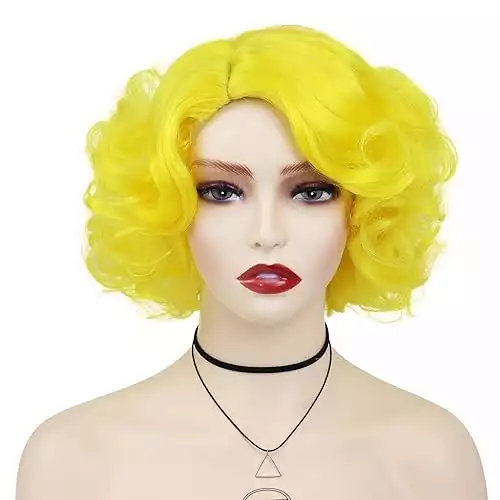 Yellow Wig Short Curly Hair