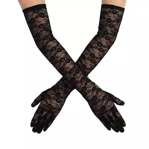 Black Lace Gloves Women Long Elegant