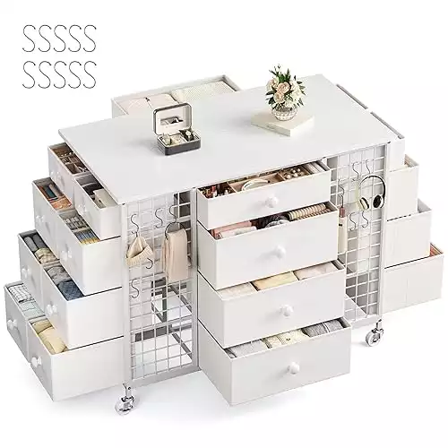 EnHomee White Closet Island with 24 Drawers