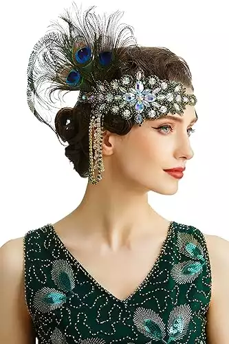 Women's 1920s Headband Flapper Feather Headpiece