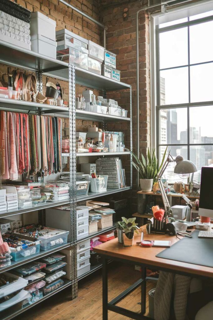 15. Industrial-Chic Craft Room Office