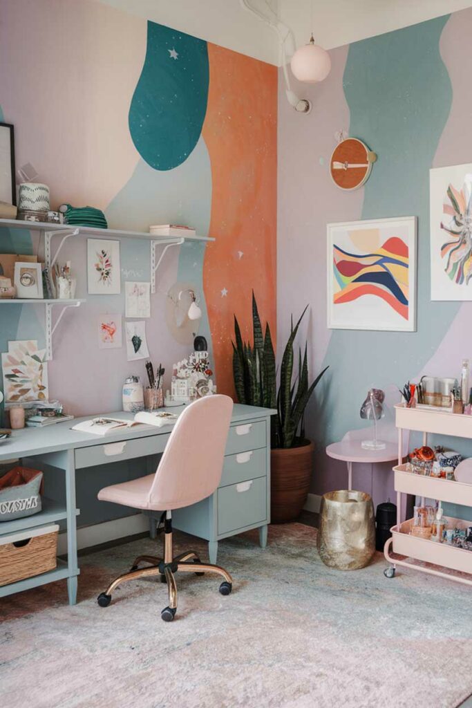 20. Whimsical and Artistic Office Craft Room