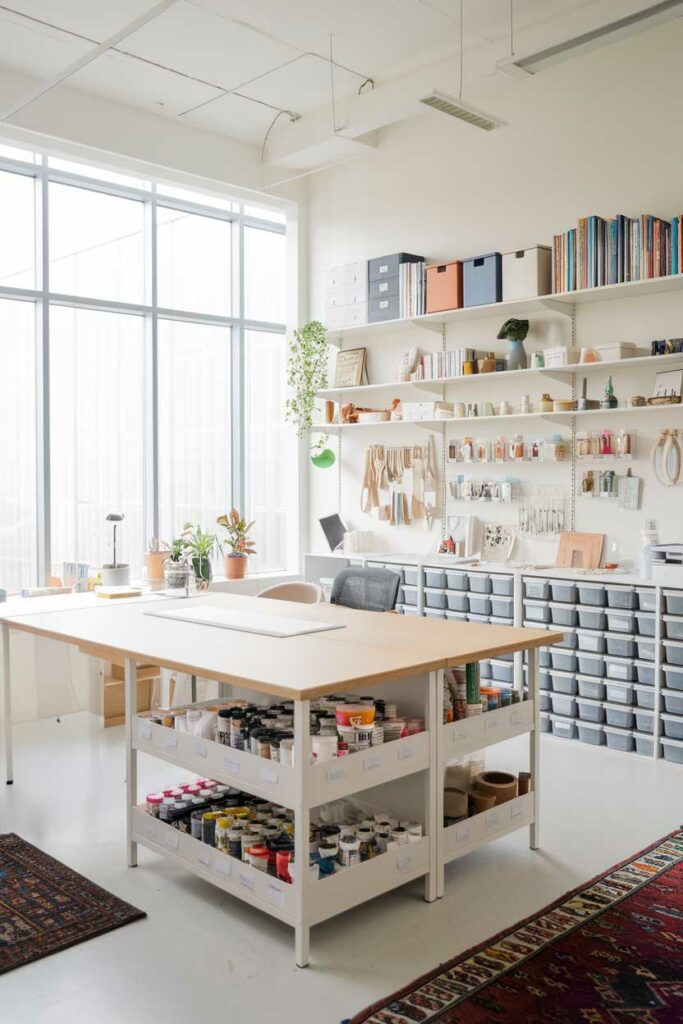 3. Bright and Airy Craft Room Office