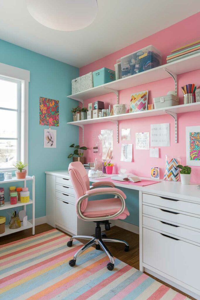 9. Colorful and Creative Office Craft Room