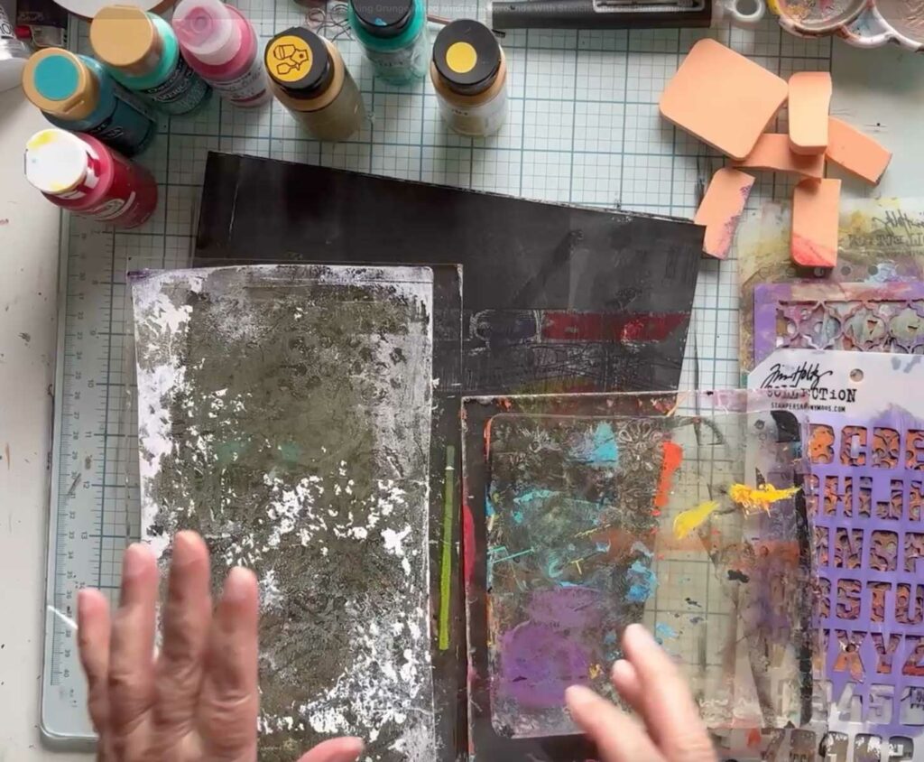 How To Make Grunge Mixed Media Backgrounds With Stencils and Gel Plates