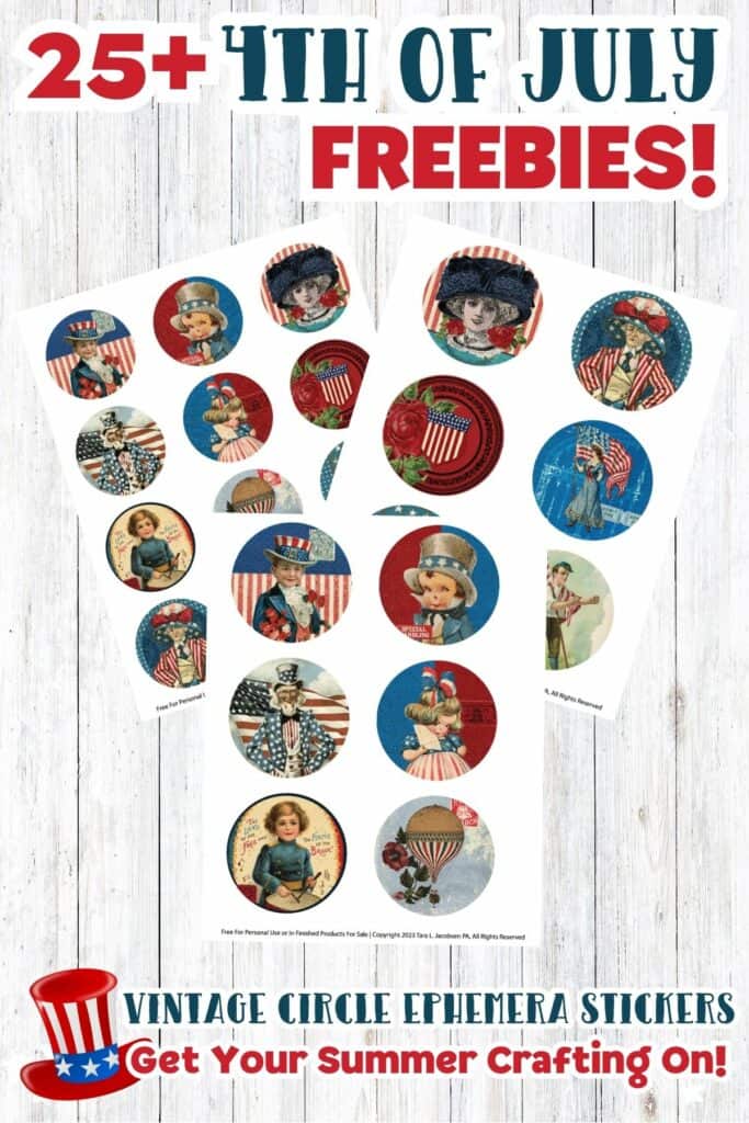 4th of July Circle Ephemera Stickers Free Printable 4th of July Circle Ephemera Stickers Free Printable