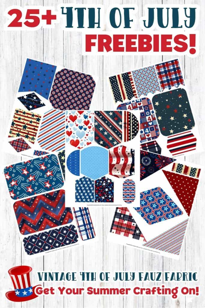 Free 4th of July Faux Fabric Ephemera Free 4th of July Faux Fabric Ephemera