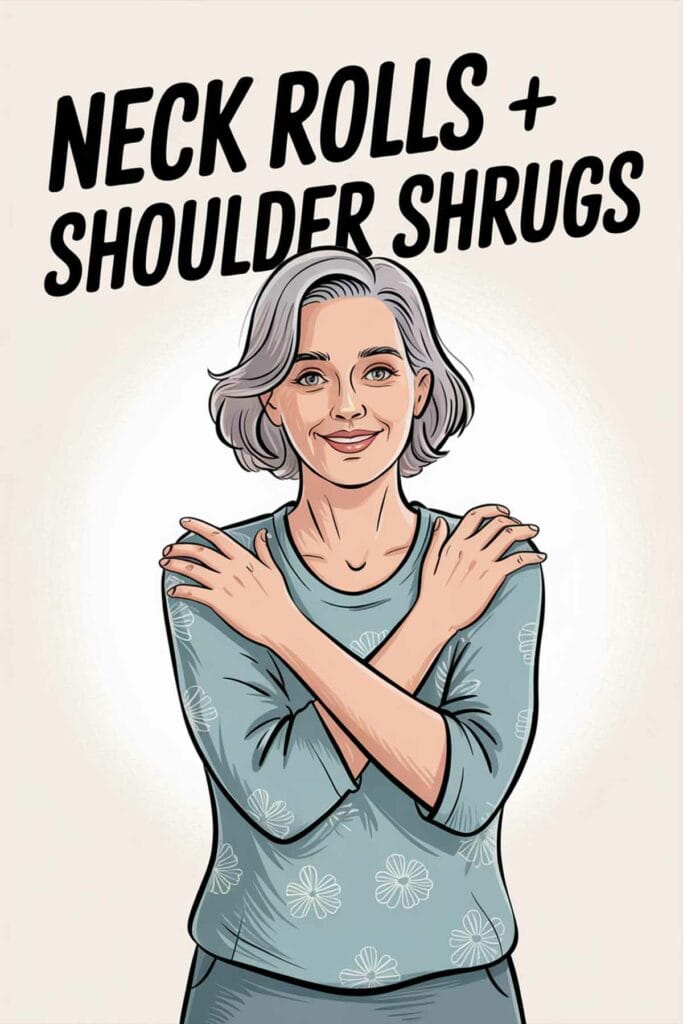 1. Neck Rolls + Shoulder Shrugs 1. Neck Rolls + Shoulder Shrugs