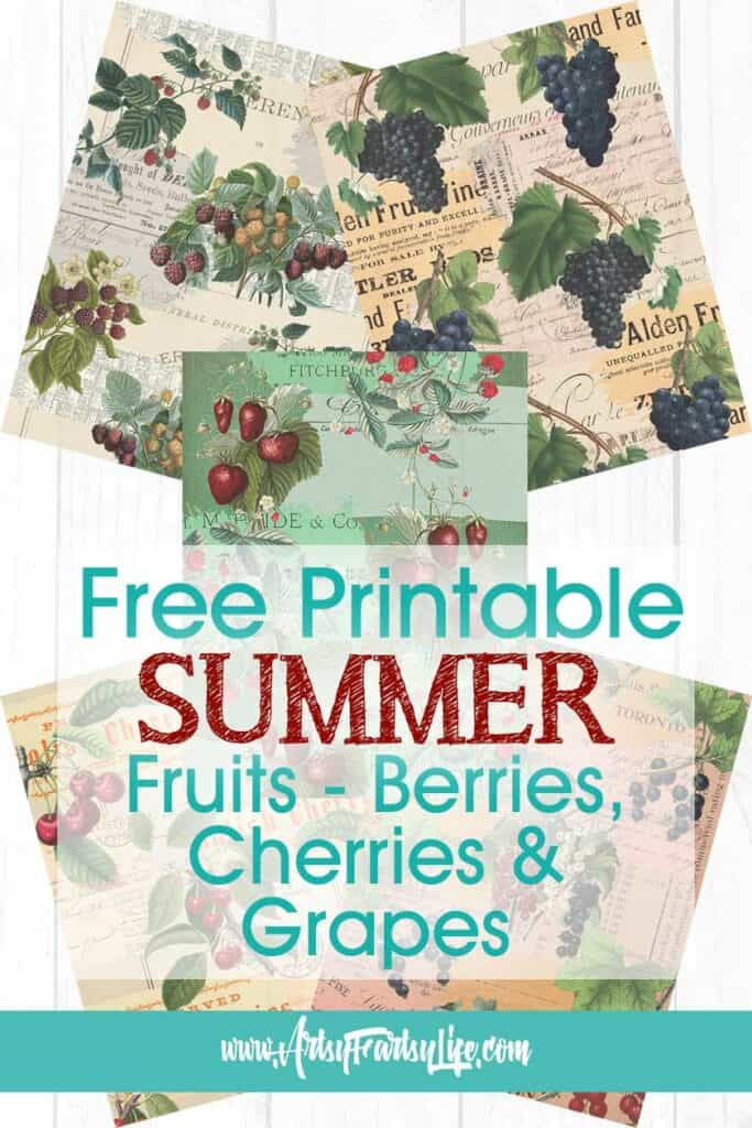 Free Summer Fruits Vintage Background Collage Pages (Berries and Grapes)