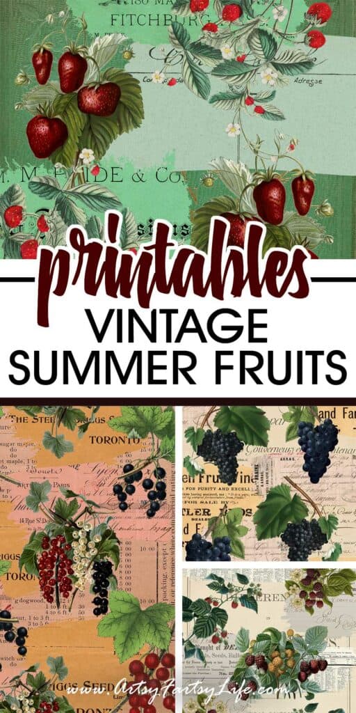 Free Summer Fruits Vintage Background Collage Pages (Berries and Grapes)