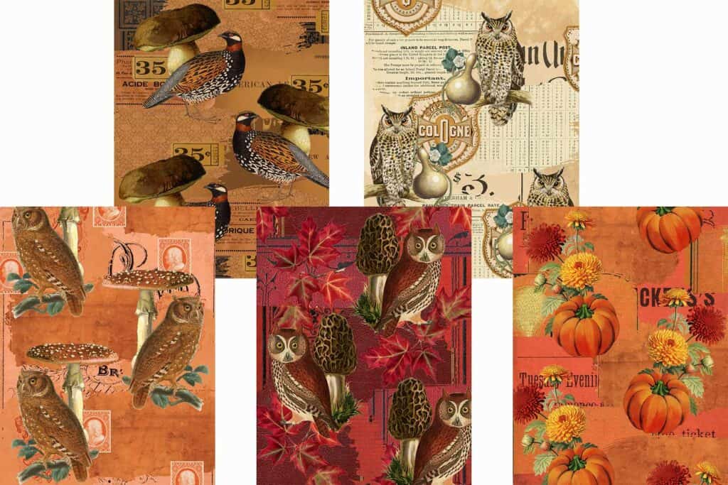 5 Free Printable Fall Collage Backgrounds for Junk Journals & Autumn Crafting