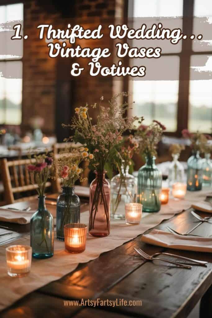 1. Vintage Vases & Votives For Thrifted Wedding Decorations 1. Vintage Vases & Votives For Thrifted Wedding Decorations