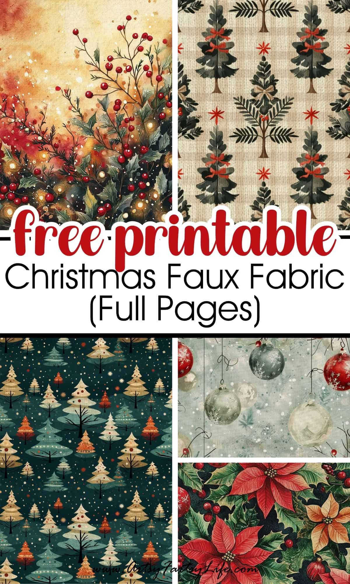 Christmas Faux Fabric Full Pages – Free Printable